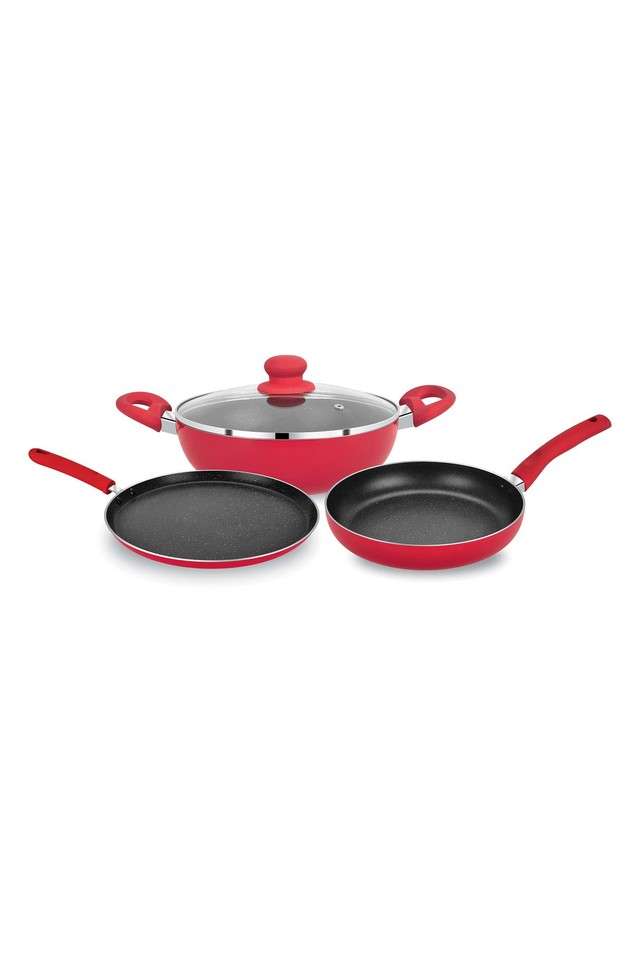 Ribera-Non-Stick-Cookware-Set-4Pc-(Kadhai-with-Glass-Lid-2.6-Liter-Dosa-Tawa-28cm-Frypan-24cm-1.8-Liter)