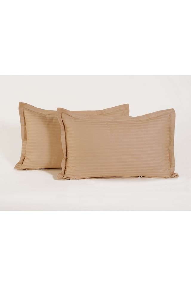 Buy Swayam Beige Solid Dobby 300 TC Cotton Single Pillow Cover