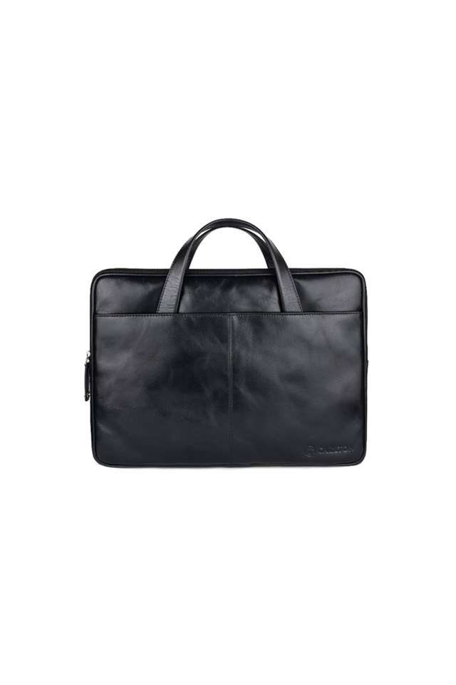 Buy Carlton London Black Men 20 liters Leather Zip Closure Laptop