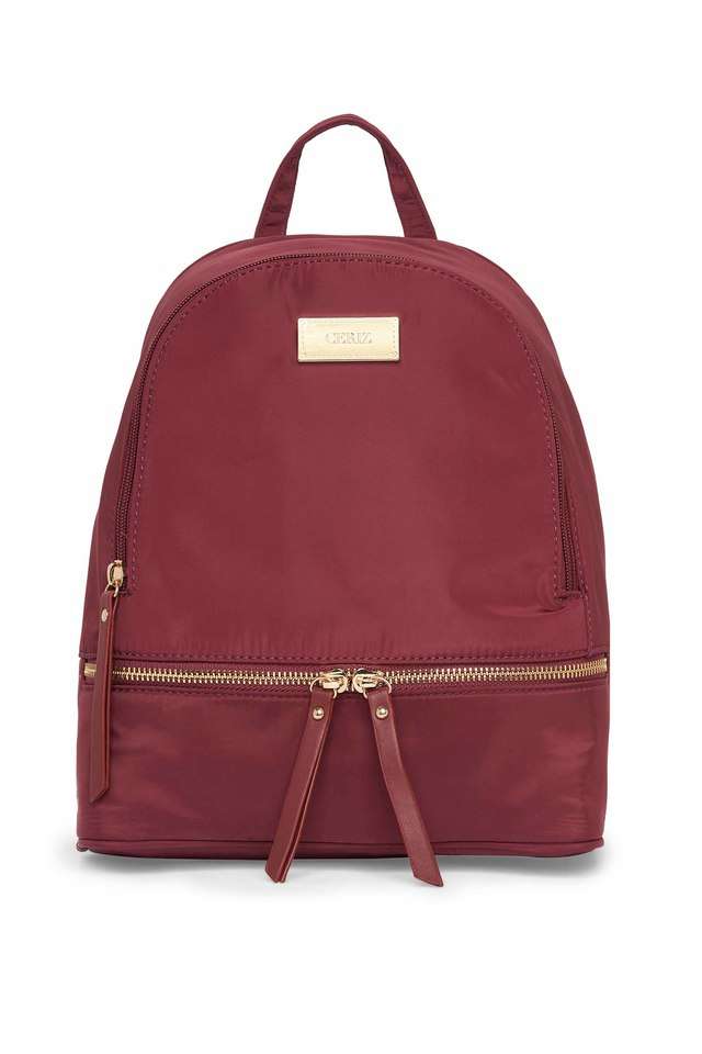 Buy Ceriz red Zipper Closure Nylon Womens Casual Backpack