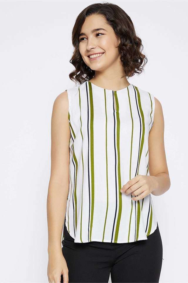 crimsoune club Stripes Lyocell Round Neck Women Top-picture-12