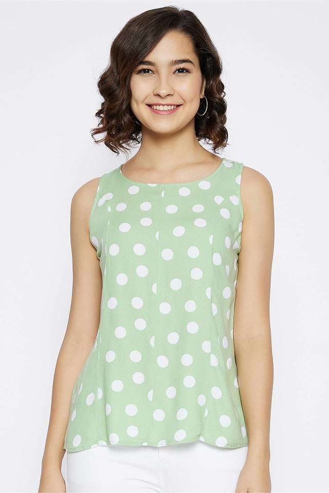 crimsoune club Printed Lyocell Scoop Neck Women's Top-picture-35