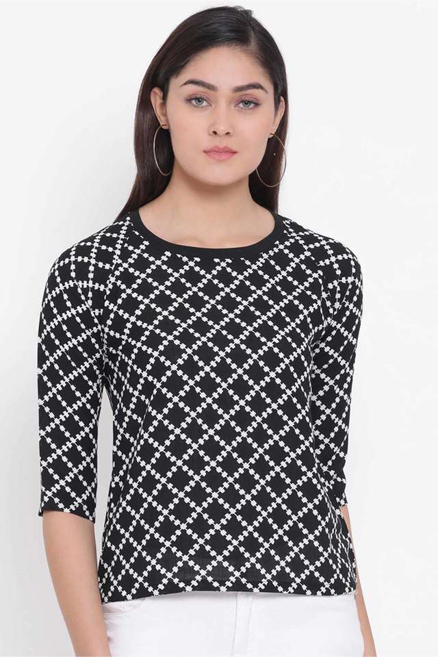 crimsoune club Printed Cotton Blend Round Neck Women Top-picture-22