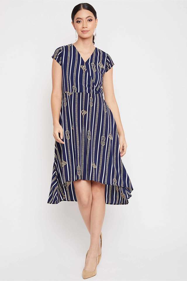 crimsoune club Stripes Y-Neck Polyester Women Dress-picture-23