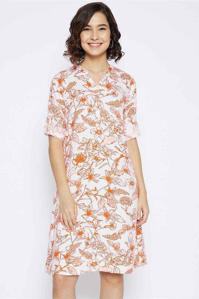crimsoune club Printed Y-Neck Lyocell Women Dress-picture-23