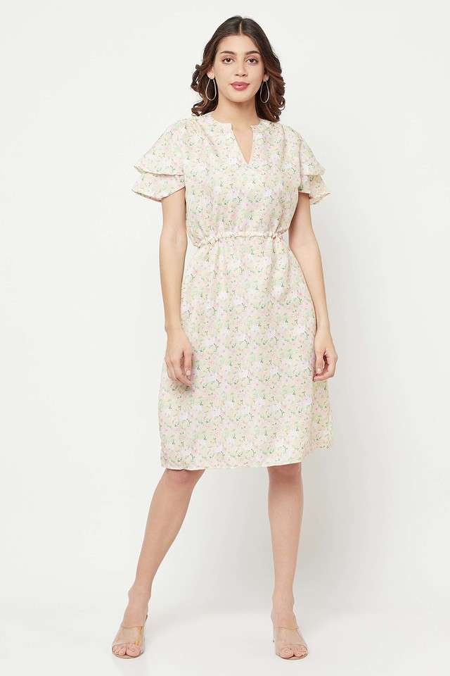 Floral V-Neck Polyester Women Dress-image-22