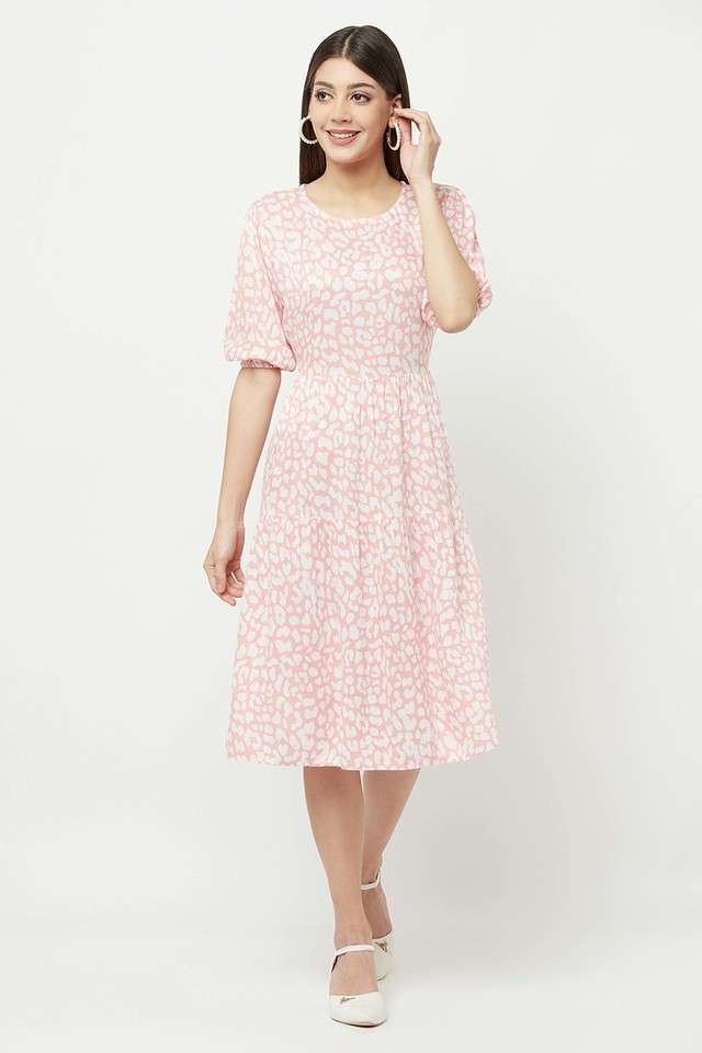 crimsoune club Abstract Round Neck Lyocell Women Dress-picture-38