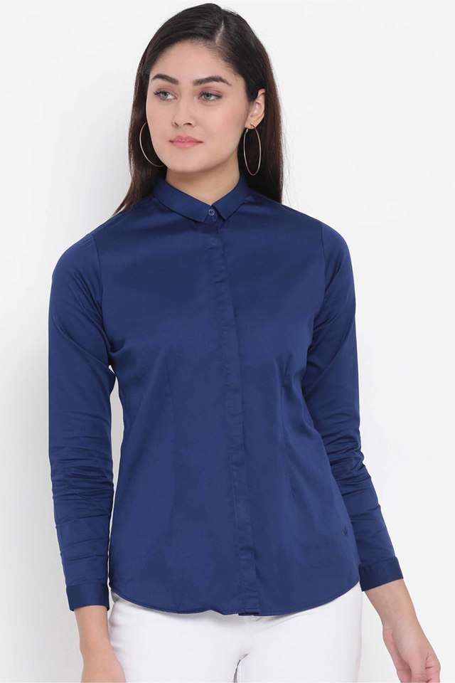 crimsoune club Solid Collared Cotton Blend Women Casual Wear Shirt-picture-21