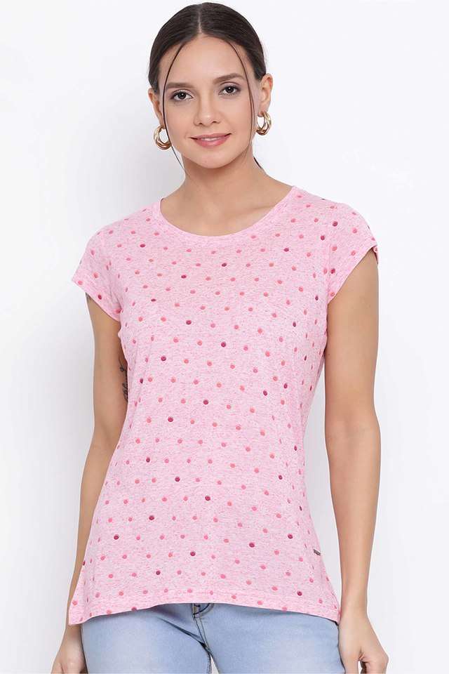 crimsoune club Polka Dots Cotton Round Neck Women T-Shirt-picture-10