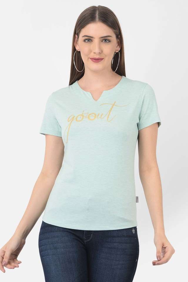 crimsoune club Typographic Cotton Blend Round Neck Women T-Shirt-picture-24