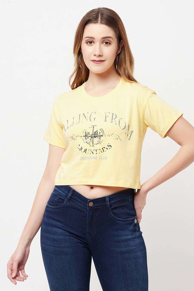 crimsoune club Typographic Cotton Blend Round Neck Women T-Shirt-picture-27