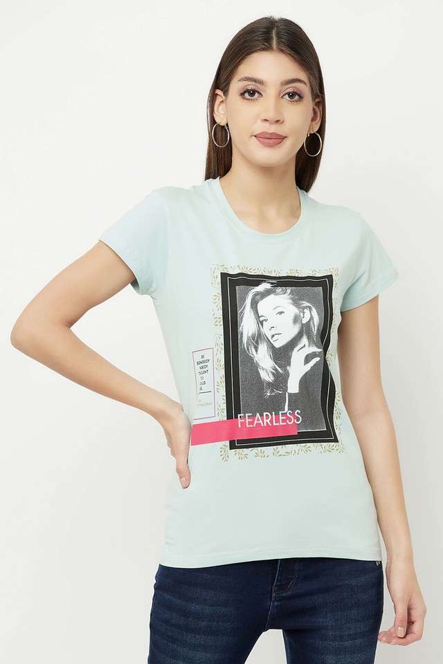 crimsoune club Graphic Print Cotton Blend Round Neck Women T-Shirt-picture-34
