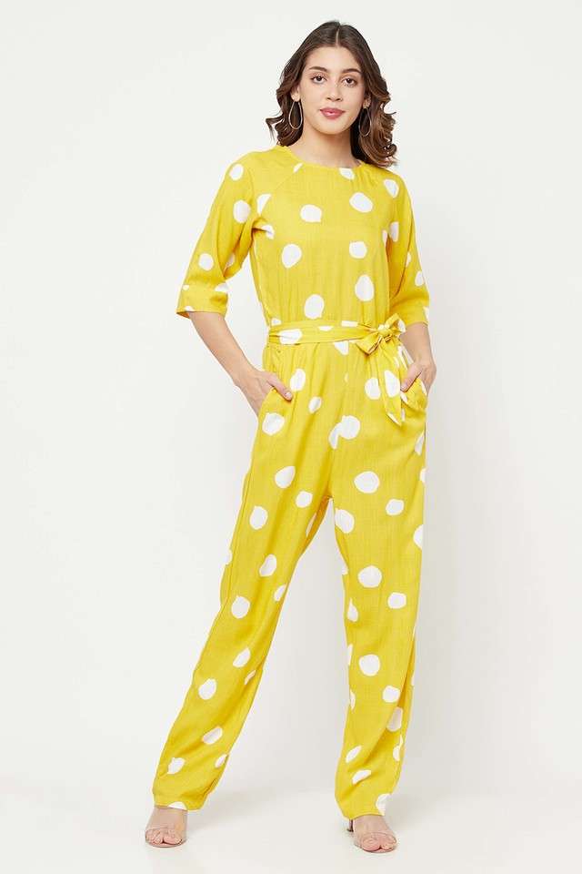 crimsoune club Polka Dots Half Sleeves Lyocell Women's Jumpsuit-picture-10