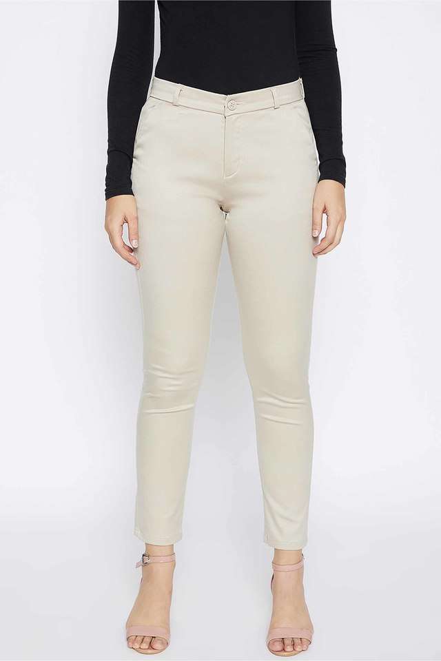 crimsoune club Solid Slim Cotton Blend Womens Casual Wear Pants-picture-11
