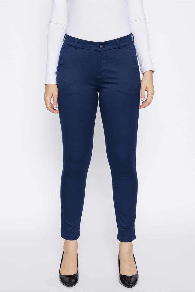 crimsoune club Solid Slim Cotton Blend Womens Casual Wear Pants-picture-24