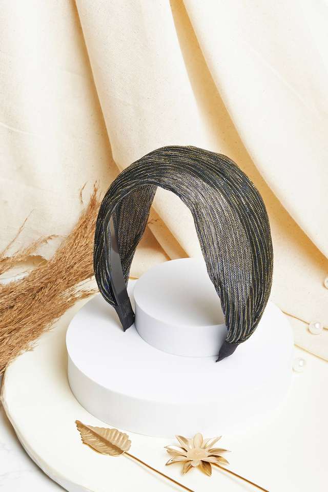 Broad-Headband-with-Metallic-Threads---Navy-Blue