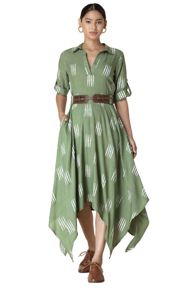 indya green dress Wrap Dress SOPHIE, Elegant Midi Dress in Forest Green