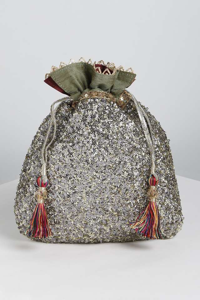 Drawstring-Closure-Fabric-Womens-Ethnic-Wristlet