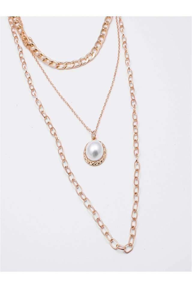 Gold-Tone-Multi-Layered-Pearls-Fashion-Necklaces