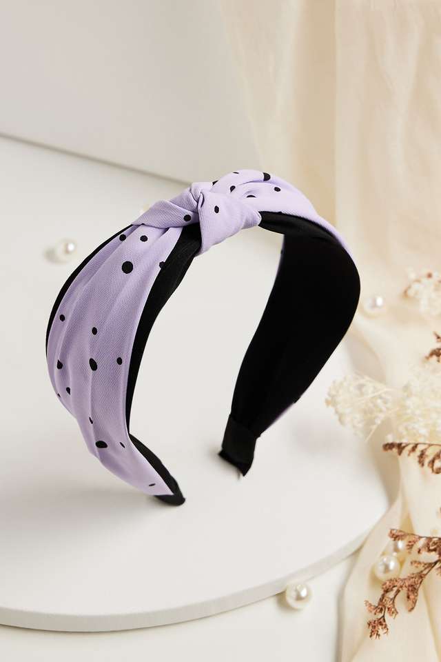 Polka-Dot-Knotted-Headband---Lavender