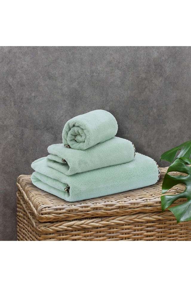 Coral-Microfiber-360-GSM-Super-Absorbent-4Pc-Towel-Set---Olive---2Pc-Bath-+-2Pc-Hand