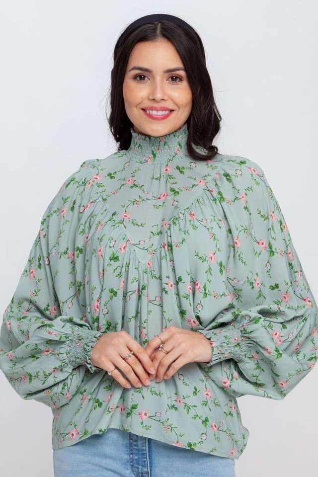 zink london Floral Viscose High Neck Women Top-picture-14