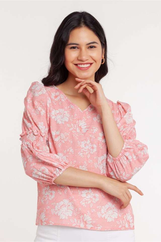 zink london Floral Polyester V-Neck Women Top-picture-11
