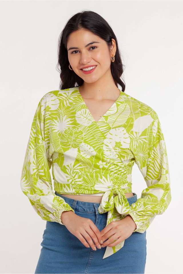 zink london Printed Viscose V-Neck Women Top-picture-13