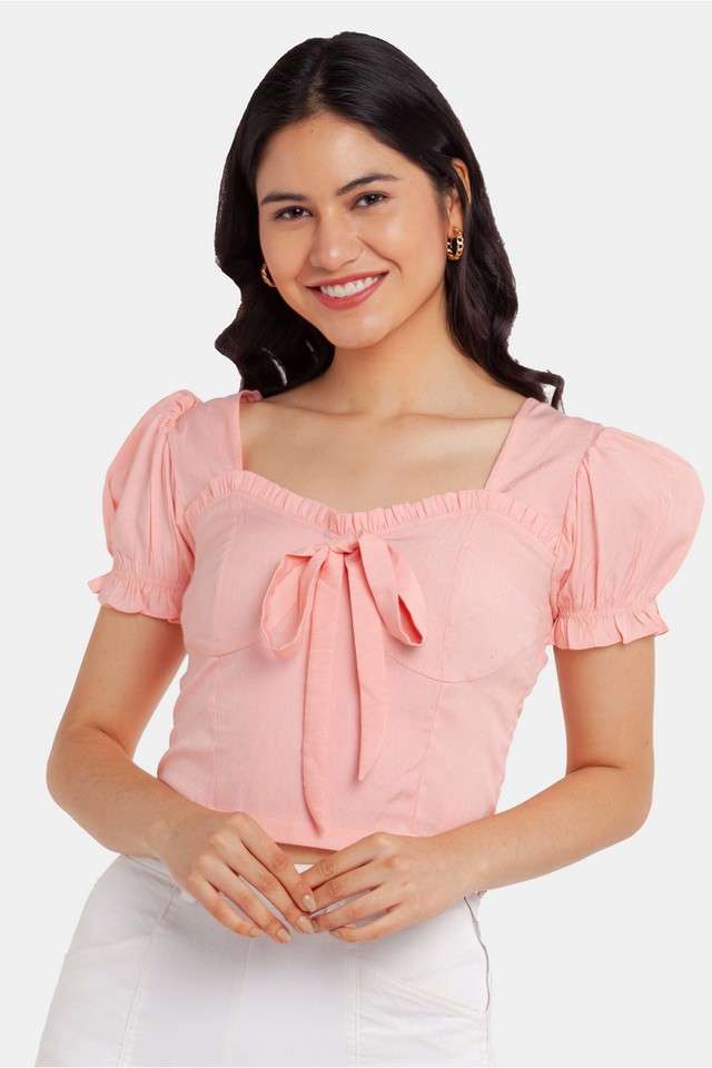 zink london Solid Blended Fabric Square Neck Women Top-picture-33