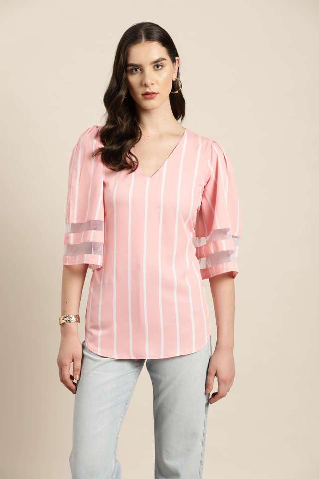 qurvii Stripes Crepe V-Neck Women Top-picture-16