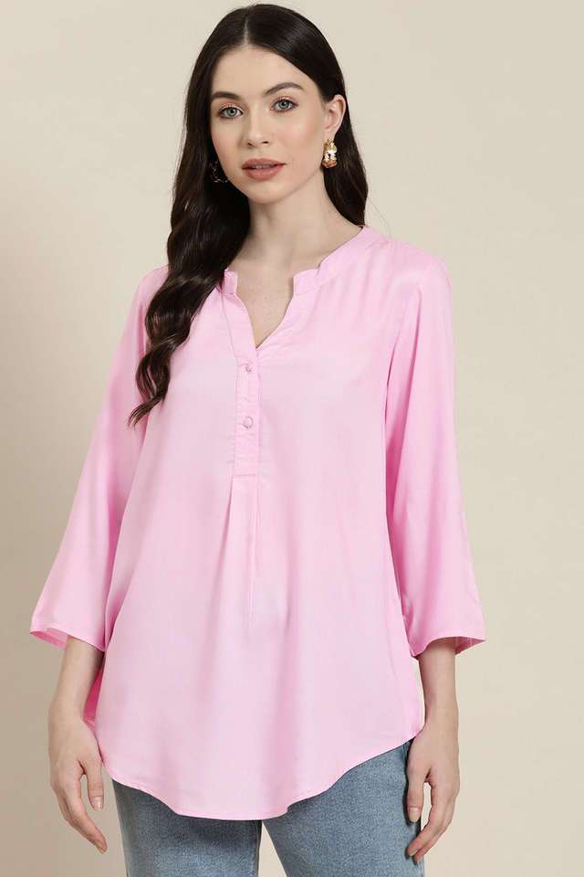 qurvii Solid Collared Rayon Women Casual Wear Shirt-picture-32