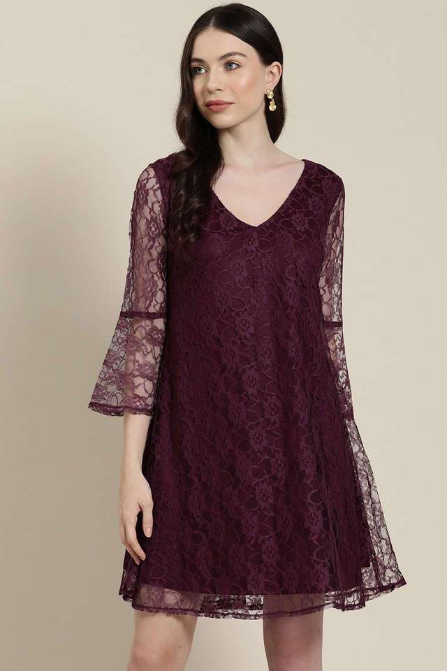 qurvii Floral V-Neck Blended Fabric Women Dress-picture-22