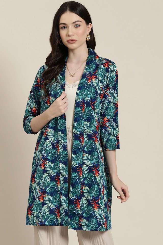 qurvii Tropical V Neck Crepe Women's Casual Wear Shrug-picture-18