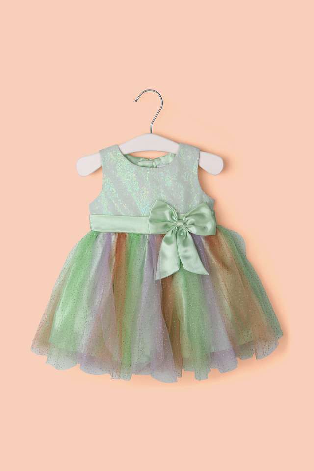 Embellished-Poly-Blend-Round-Neck-Infant-Girl-s-Dress