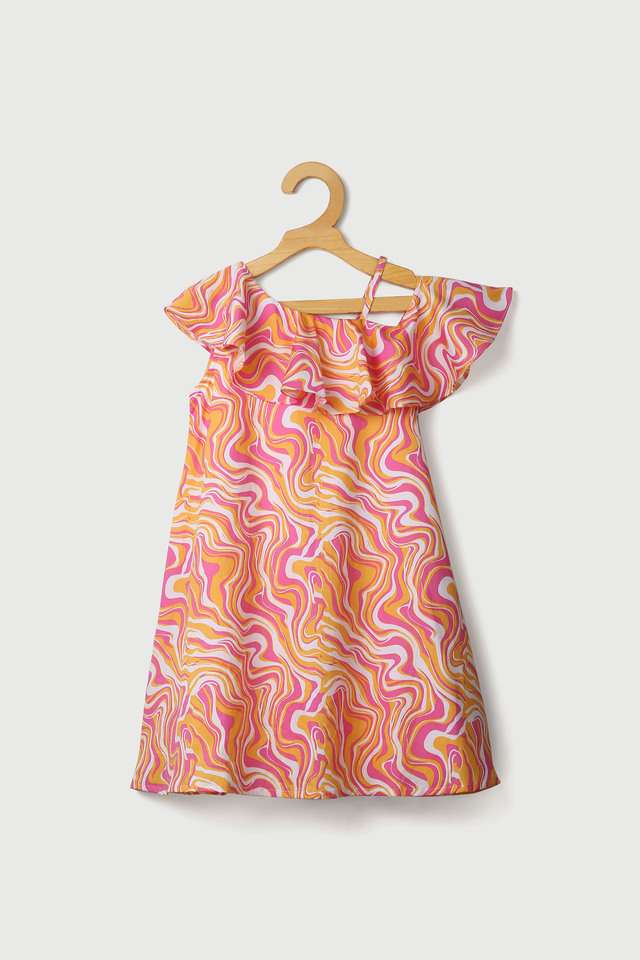 Printed-Cotton-One-Shoulder-Girl-s-Casual-Wear-Dress