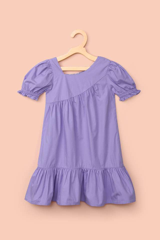 Solid-Cotton-Asymmetric-Girl-s-Casual-Wear-Dress
