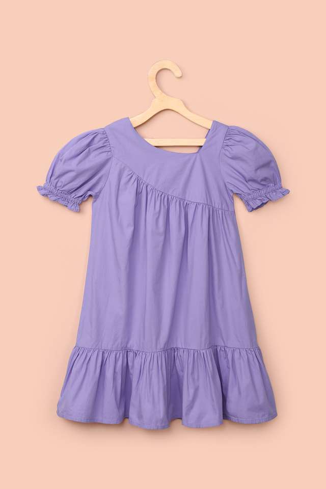 Solid-Cotton-Asymmetric-Girl-s-Casual-Wear-Dress