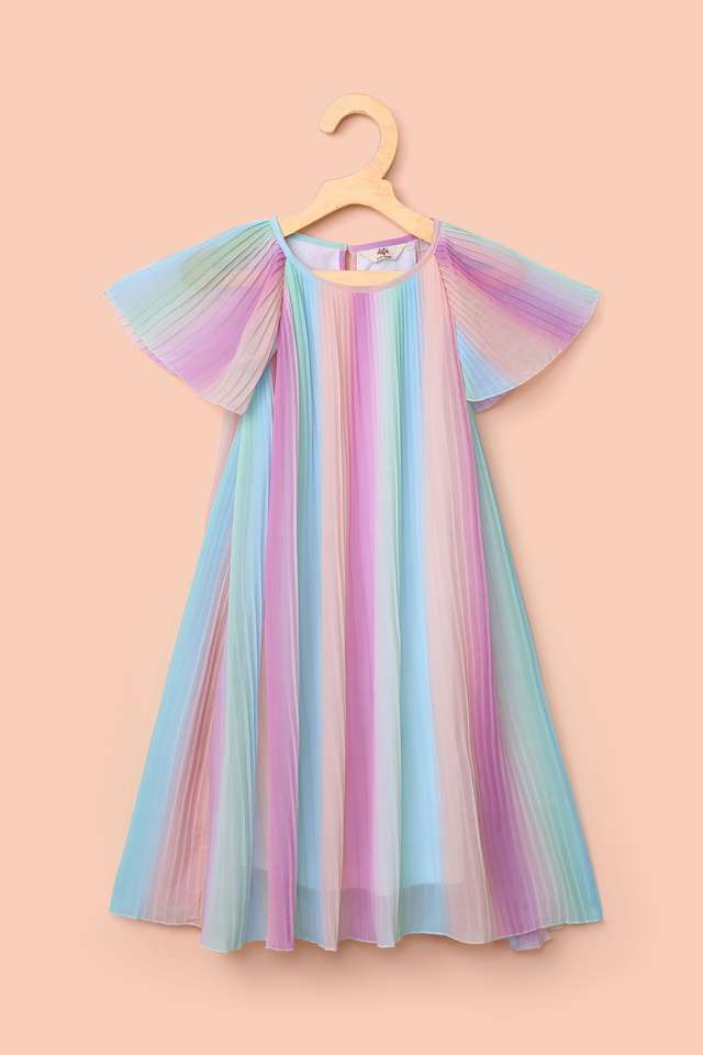 Printed-Polyester-Round-Neck-Girl-s-Casual-Wear-Dress