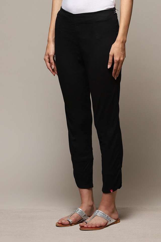 Solid-Full-Length-Blended-Fabric-Woven-Women-Pant