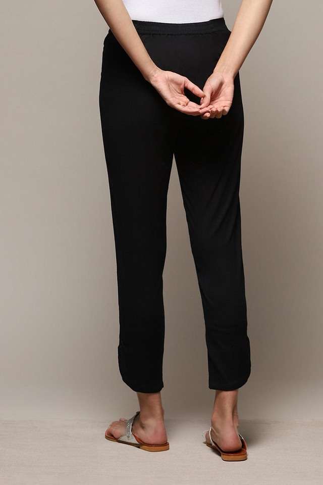 Solid-Full-Length-Blended-Fabric-Woven-Women-Pant