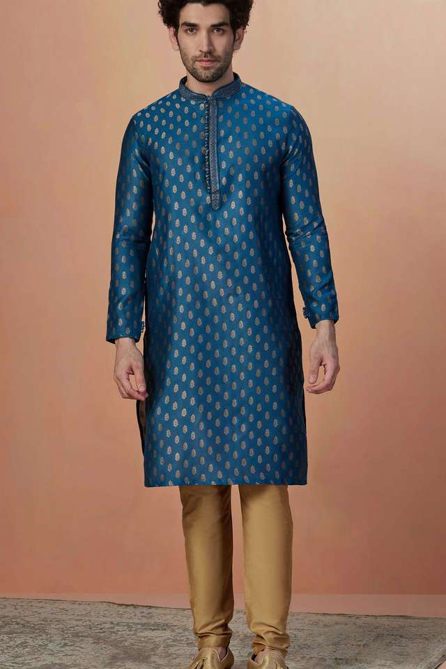 Jacquard-Art-Silk-Regular-Fit-Men-s-Kurta