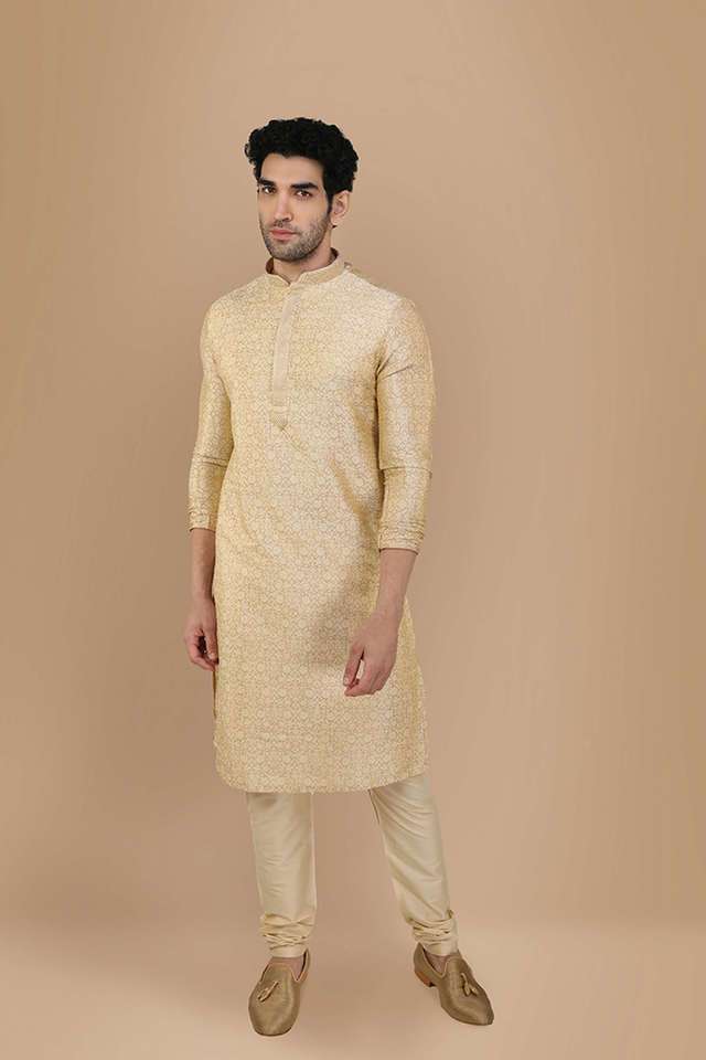 Jacquard-Art-Silk-Regular-Fit-Men-s-Kurta