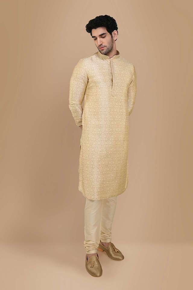 Jacquard-Art-Silk-Regular-Fit-Men-s-Kurta