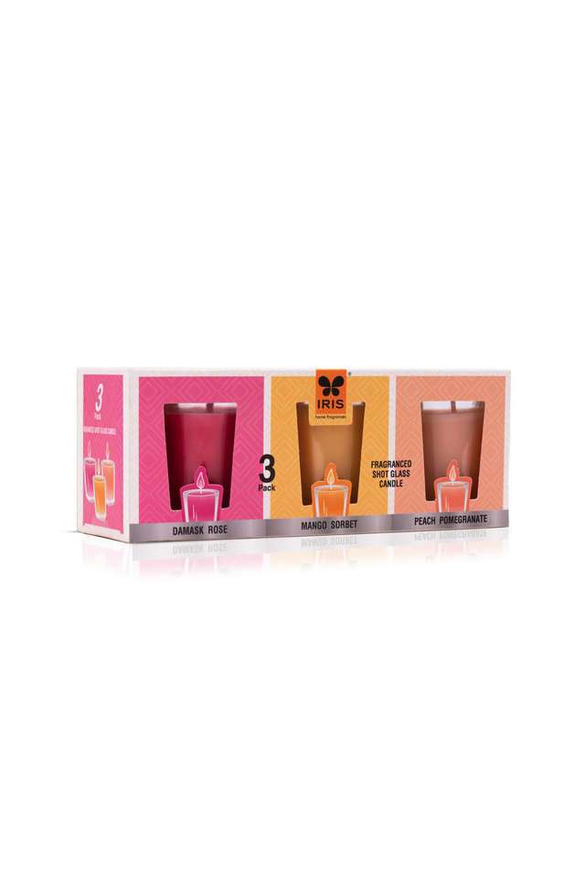 Set-Of-3-Damask-Rose -Peach-Pomogranate -Mango-Sorbet-Votive-Candle
