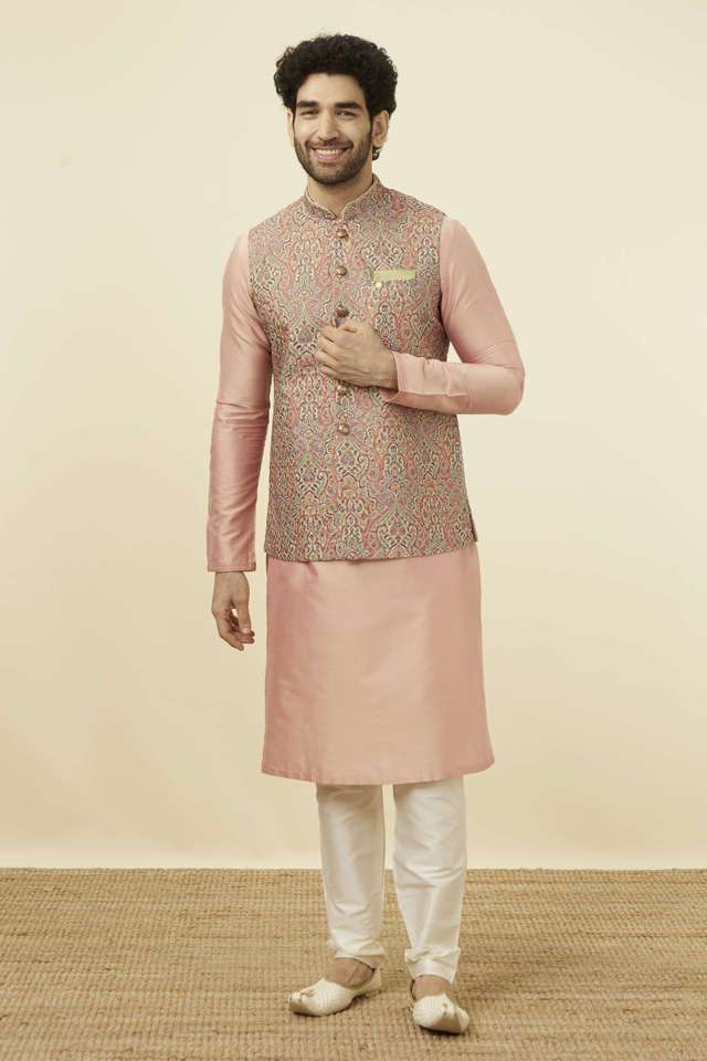 Chikankari-Viscose-Blend-Regular-Fit-Men-s-Nehru-Jacket