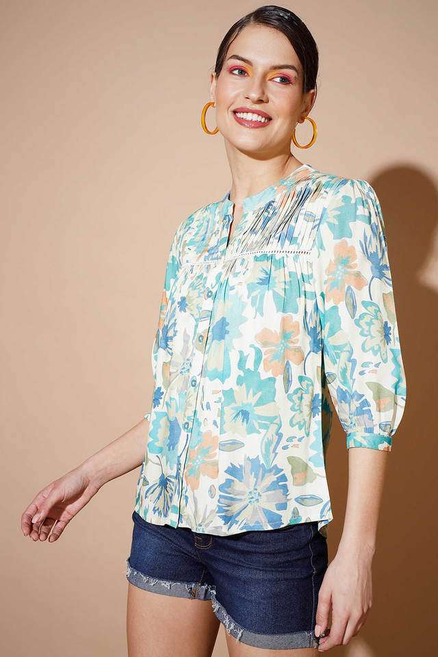 myshka Printed Rayon Collared Women Top-picture-20