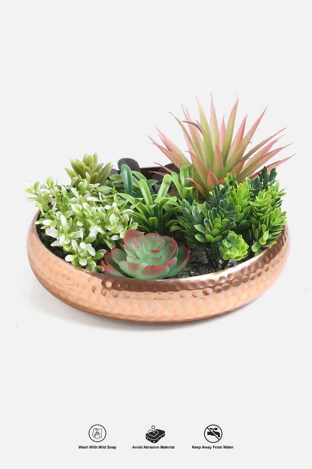 Hammered-Metal-Suclnt-Arngment-Round