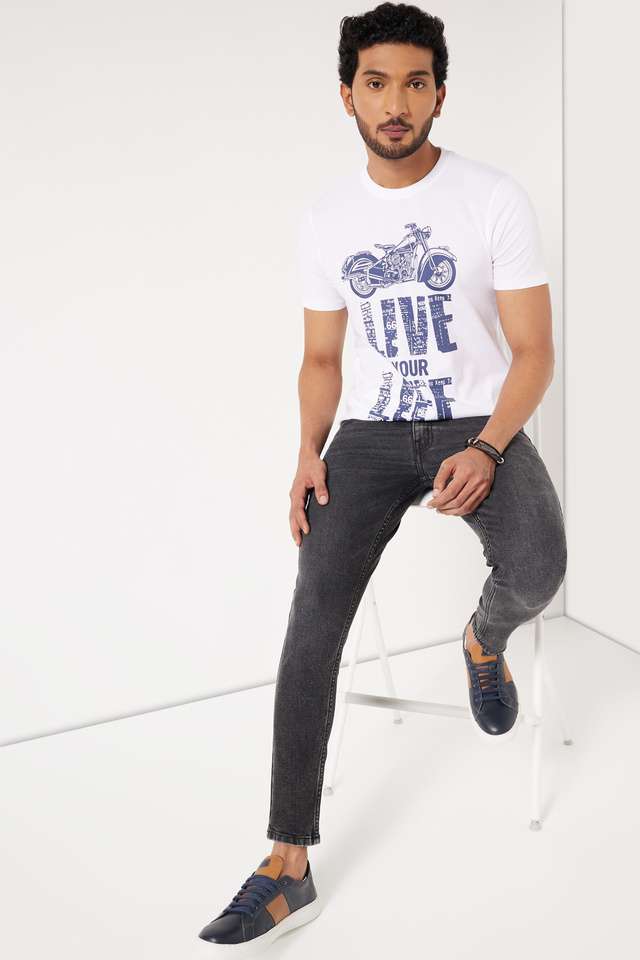 Buy Intune Charcoal Mid Wash Denim Skinny Fit Men's Jeans