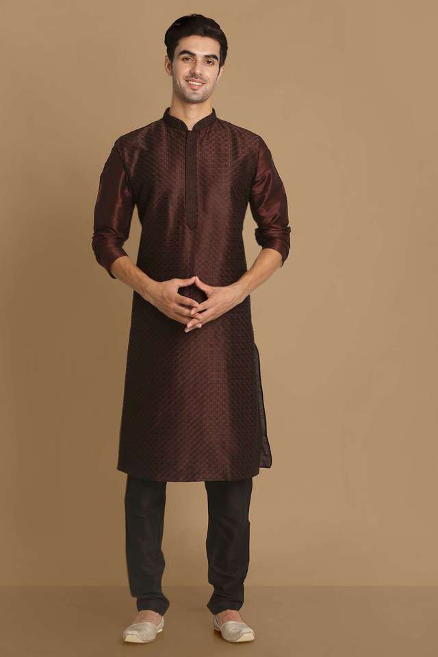 Embroidered-Art-Silk-Regular-Fit-Men-s-Kurta