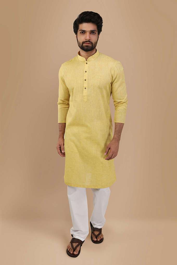 Solid-Cotton-Blend-Regular-Fit-Men-s-Kurta